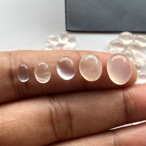6mm/7mm/8mm/10mm Rose Quartz Light Pink Oval Shaped Rose Cut Smooth Loose Gemstone Cabochons For Making Jewelry, GDS2274/34