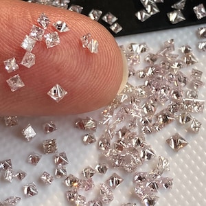 5 Pieces Natural Clear Pink Rare Princess Cut Loose Diamond, 1mm/1.25mm/1.5mm/1.75mm/2mm Earth Mined Diamond For Jewelry, DDS631/6