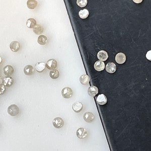 10 Pieces 1.5mm White Faceted Rose Cut Loose Diamond, Polished Rose Cut Melee Grey White Diamond Accent Stones For jewelry, DDS702/1