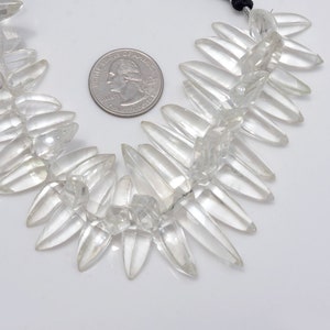 Natural Clear Quartz Crystal Horn Shaped Beads, 15-25mm Faceted Briolette Beads Loose, 3.5 Inch/ 7 Inch Strand, 44 Pieces, GDS1969
