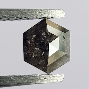 0.51CTW/6.3mm Clear Black Salt And Pepper Hexagon Shaped Rose Cut Diamond Loose Cabochon, Faceted Rose Cut Loose Diamond For Ring, DDS750/29