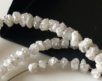 4mm To 5mm White Raw Rough Natural Diamond Uncut Beads Conflict Free Earth Mined Diamond Bead 0.5mm Drill, Sold As 4/8/16 Inches, DDS649/12