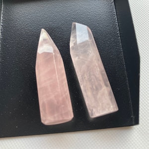 2 Pieces 40x10mm Rose Quartz Pink Gemstone Points, Rose Quartz Crystal Pencil Shaped Gemstone For Making Jewelry, GDS2274/33