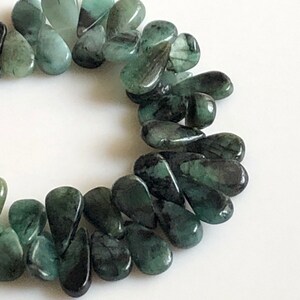 Natural Emerald Smooth Pear Briolette Beads Green Emerald Pear Beads 10mm To 14mm Emerald Beads Sold As 9 Inches, GDS1711