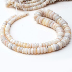 Australian White Opal Rondelle Briolette Beads, 4mm to 11mm Australian Opal Beads, Sold As 8 Inch/16 Inch Strand, GDS1890