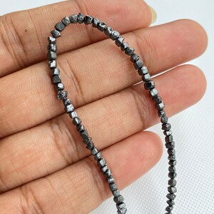 2mm To 2.5mm Raw Uncut Black Diamond Box Beads, Conflict Free Earth Mined Heated Black Cube Rough Diamonds, 8/16 Inch Strand, DDS773/7