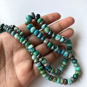 5mm To 10mm Chrysocolla Turquoise Color Smooth Rondelle Beads, Natural Chrysocolla Gemstone Beads Loose For Jewelry Making, GDS2275/33