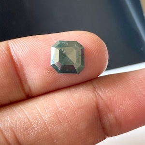 7.5mm/1.85CTW Asscher Cut Blue Color Faceted Flat Back Rose Cut Diamond, Natural Blue Diamond Loose For Ring DDS640/4