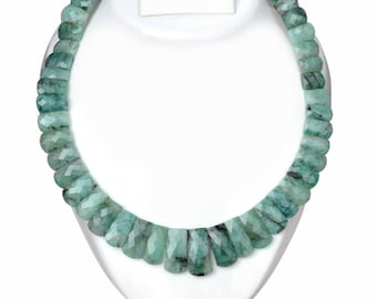 Natural Emerald Green Layout Necklace, Cleopatra Necklace, Graduated Collar Necklace, 10mm to 25mm, 18 Inches, GDS2161