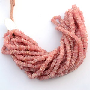 Natural Rhodochrosite Smooth Square Shaped Heishi Beads, 5mm/6mm Loose Gemstone Heishi Beads, Sold As 8 Inch/16 Inch Strand, GDS2095