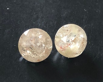 2.20CTW/6.4mm Natural Clear White Red Round Brilliant Cut Faceted Earth Mined Diamond Matched Pair Loose, DDS532/1