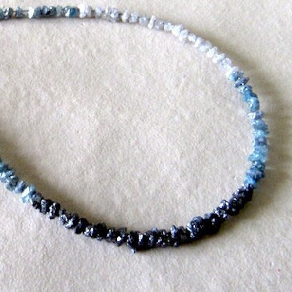 Blue Black White Raw Rough Uncut Diamond Loose, 2mm To 3mm Multi Color Raw Diamond, Sold As 8 Inch/16 Inch Strand, SKU-18