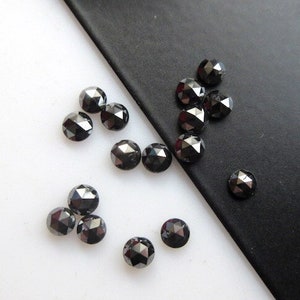 6  Pieces 3mm Black Rose Cut Diamond Cabochon, Loose Black Faceted Diamond Rose Cut, Rose Cut Diamond Ring