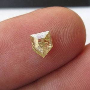 OOAK 0.70CTW/5.5mm Clear Yellow Shield Shaped Rose Cut Loose Diamond Cabochon, Faceted Diamond Rose Cut Cabochon For Ring, DDS515/10