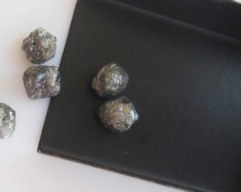 2 piezas de 5 mm cada una de las parejas redondeadas grises diamante crudo en bruto natural suelto, diamante natural sin cortar suelto para joyería