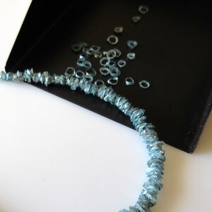 Blue Rough Unique Bangle Cut Loose Diamond Rings, Irradiated Blue Raw Rough Diamond Rings 3mm Approx, 4 Inch/8 Inch/16 Inch Strand, DD245/1
