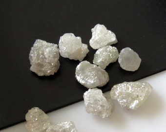 10 diamantes blancos en bruto, planos y sin tallar, sueltos, de 5 mm, extraídos de la tierra blanca natural para joyería (SKU-Dd31)