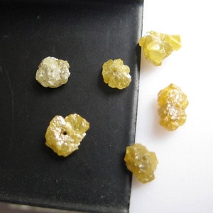 1 Piece 5mm to 6mm Each Yellow 1mm Drilled Raw Diamond Loose, Natural Rough Raw Yellow Uncut Diamond For Jewelry