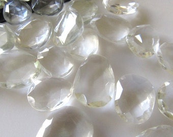 50 Pieces Wholesale 13mm To 18mm Each Quartz Crystal Faceted Rose Cut Flat Back Loose Cabochons GDS400/21