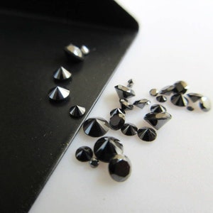 10 Pieces 1mm/2mm/2.5mm/3mm Round Brilliant Cut Faceted Black Diamonds Loose, Black Solitaire Natural Loose Diamonds, DDS496/1