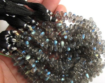 Natural AAA Labradorite Faceted Tear Drop Briolette Beads, 6mm To 9mm Blue Fire Labradorite Tear Drop Gemstone, GDS1049/10