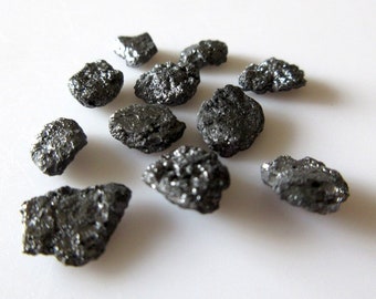 10 Pieces Black Flat Raw Rough Uncut Diamonds, 7mm each Natural Loose Diamonds SKU-DD43