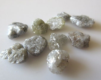 2/5/10 Pieces 7mm Each White/Grey Raw Rough Flat Uncut Loose Diamonds, Natural Raw Rough Diamond For Jewelry, SKU-DD42