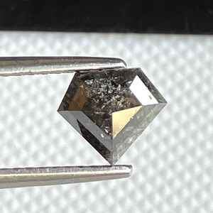 7mm/0.97CTW Clear Black Salt And Pepper Shield Shaped Rose Cut Loose Diamond, Faceted Rose Cut Loose Diamond For Ring, DDS778/14
