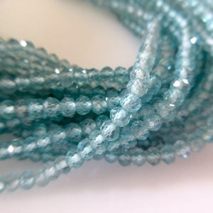 3mm Natural Aqua Blue Apatite Faceted Round Rondelles Beads, Excellent Uniform Cut, 13 Inch Strand, GDS503