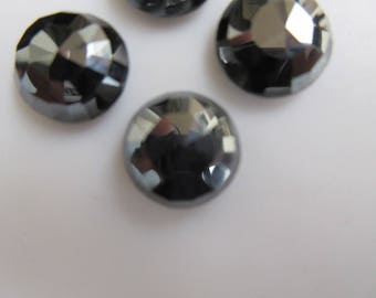 Hematite Rose cut Flat Back Pair Round Shape Size 14 x 14 x 4 mm loose semi precious gemstones jewelry supply #6838