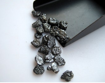 2 piezas de 5 mm cada diamante negro en bruto sin cortar suelto, al por mayor diamante en bruto para joyería