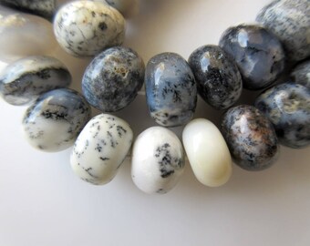 11mm Dendrite Opal Rondelle Beads, Smooth Dendrite Opal Beads, 11mm Each, 18 Inch Strand, GDS615