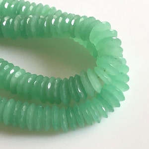 Natural Green Chalcedony Chrysoprase Faceted Button Beads 10mm to 12mm Chrysoprase Chalcedony German Cut Coin Beads, Sold As 16&quot;/8&quot; GDS1725