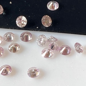 5 Pieces 2.4mm to 2.5mm Natural Pink Round Brilliant Cut Diamond Loose – Faceted Melee Pink Diamonds for Jewelry, DDS707/4