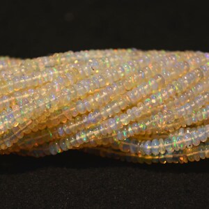 Natural Ethiopian Opal Beads, Ethiopian Welo Opal Smooth Beads, Opal Plain Rondelles, 3mm To 4mm Each Not Enhanced, 18 Inch Strand, G188 image 1