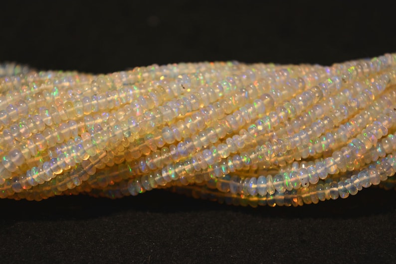 Natural Ethiopian Opal Beads, Ethiopian Welo Opal Smooth Beads, Opal Plain Rondelles, 3mm To 4mm Each Not Enhanced, 18 Inch Strand, G188 image 1
