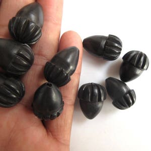 5 Pieces Acorn Shaped Hand Carved Natural Ebony Wood Beads, Smooth Acorn Wooden Bead Pendant, Wooden Jewelry Supplies,  GDS1045/8