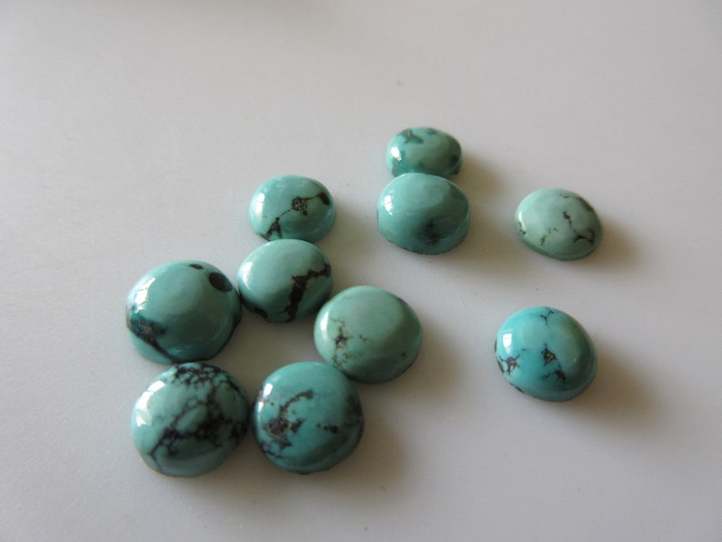 10 Pcs 100/% Natural Tibetan Turquoise Cabochons Wholesale Calibrated Round Turquoise Gemstone 7mm Each SKU-Cl9219