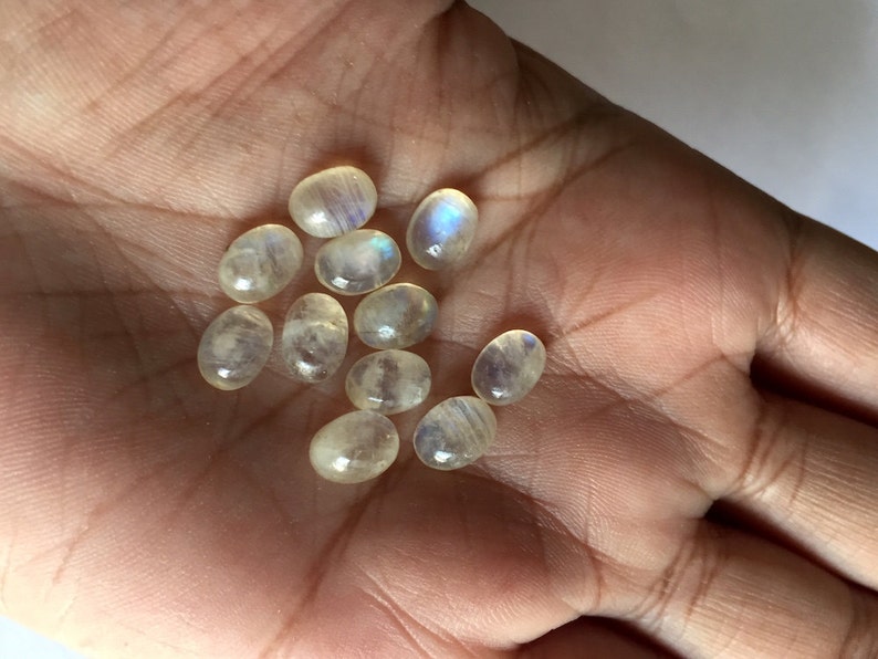 12 Pieces Rainbow Moonstone Oval Cabochons Loose Cabochon Moonstone Cabochon SKU-MS8 Calibrated 6x8mm