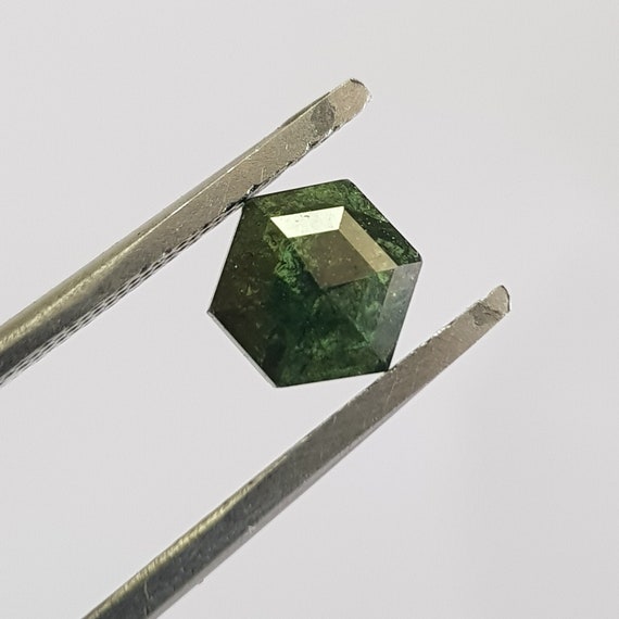 1.02CTW/6.6mm Clear Blue Fancy Hexagon Shield Shaped Rose Cut Diamond Loose, Faceted Rose Cut Loose Diamond Cabochon For Jewelry, DDS728/7