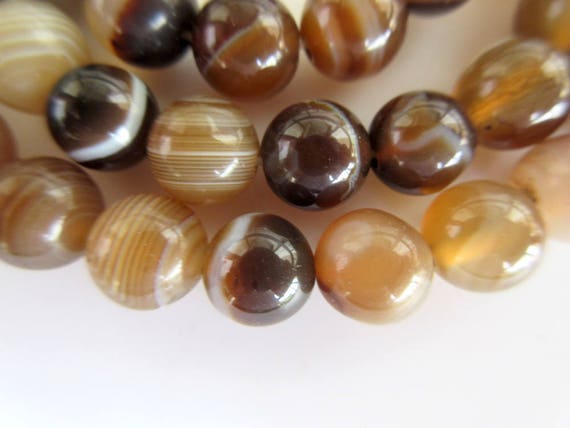 Banded Onyx Large Hole Gemstone Beads, 8mm Banded Onyx