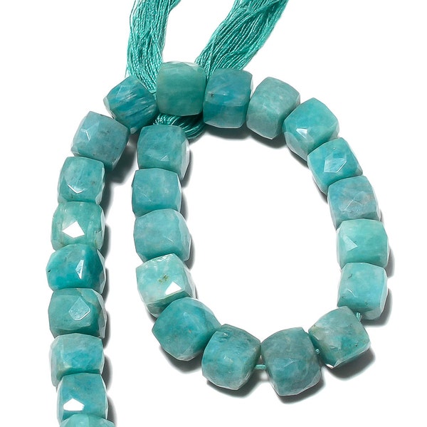 Amazonite Bead, Faceted Box Beads, Gemstone Beads, 8mm Beads, 4.5 Inch Half Strand, SKU-BB46