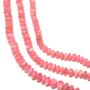Rhodochrosite Smooth Rondelle Beads, 6mm/7mm/8mm/8-10mm Natural Pink Rhodochrosite Gemstone Beads, 14 Inch Strand, GDS2214
