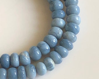 5mm To 7mm Blue Opal Rondelle Beads, Natural Blue Opal Smooth Rondelle Beads, 16 Inch Strand, GDS1341