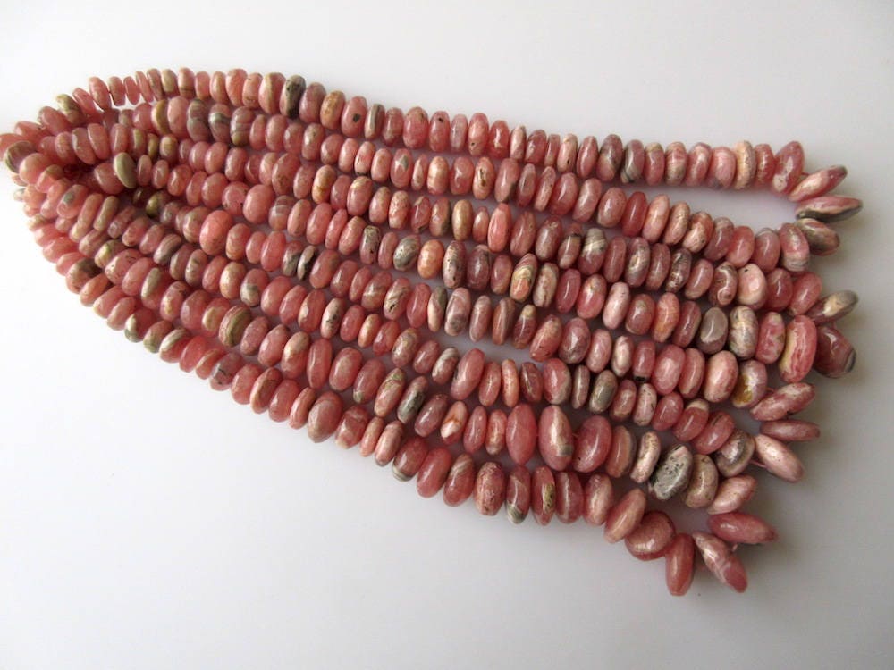 thumbnail image 2 of Natural Pink Rhodochrosite Gemstone Rondelle Abacus Loose Beads 5x8mm 15'' 2 of 5