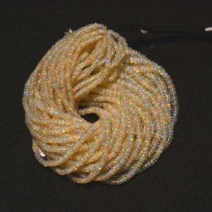Natural Ethiopian Opal Beads, Ethiopian Welo Opal Smooth Beads, Opal Plain Rondelles, 3mm To 4mm Each Not Enhanced, 18 Inch Strand, G188 image 2