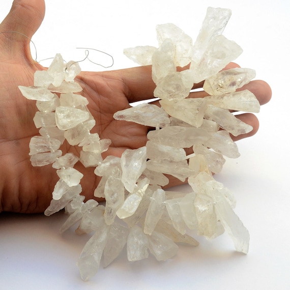 Natural White Quartz Crystal Raw Beads 19mm to 50mm Natural Rough Crystal Tumble Beads Sold as 11 Inch 22 Inch Strand GDS2036 Etsy UK