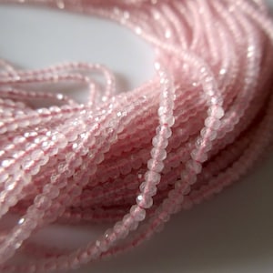 2mm Natural Rose Quartz Faceted Round Rondelles Beads, Excellent Uniform Cut, 13 Inch Strand, GDS513
