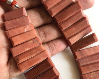 29 mm ～ 17 mm 天然レッド ジャスパー 長方形 バゲット型 ステップ