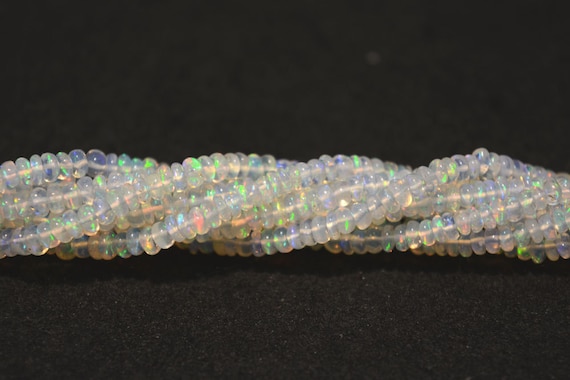 4mm Natural Ethiopian Opal Beads, Ethiopian Welo Opal Rondelle Beads, Opal Plain Rondelles, 16 Inch Strand, G194